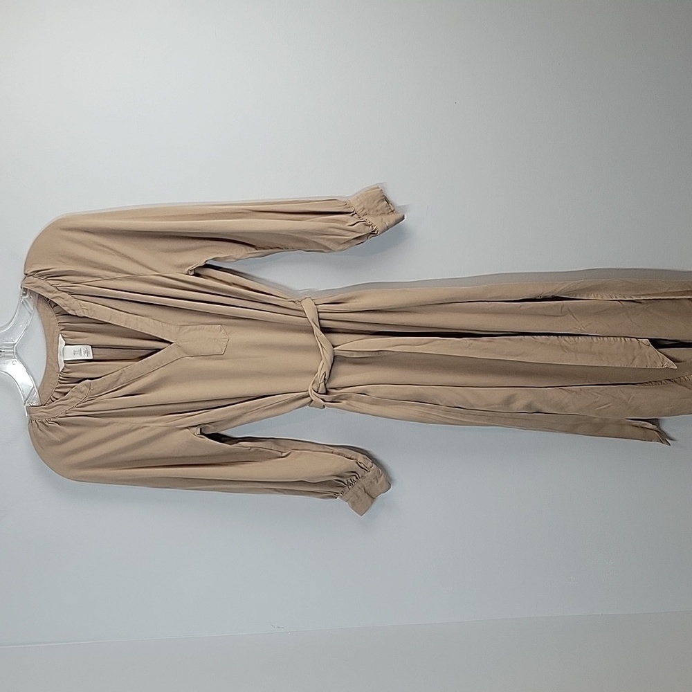 H&M khaki belted midi dress